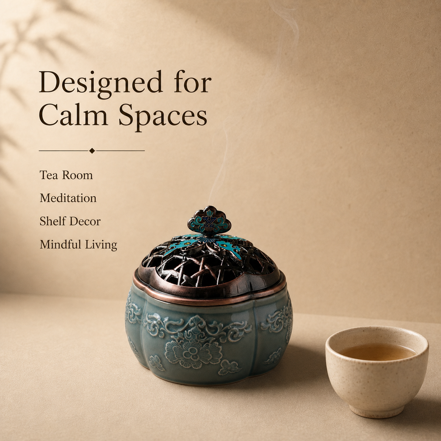 Enamel Lotus Plate Incense Burner