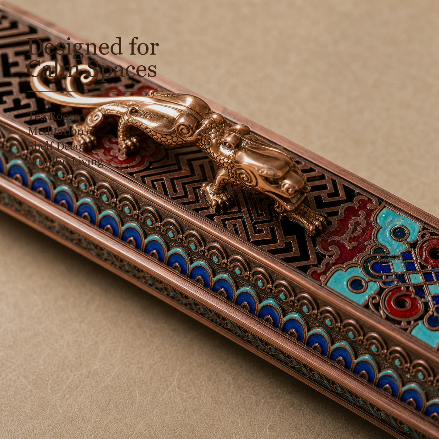Enamel Dragon Reclining Incense Box