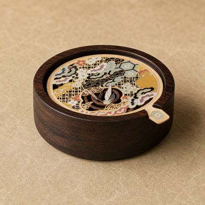 Ebony Wood Enamel Coil Incense Burner