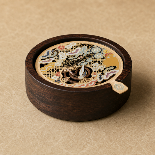 Ebony Wood Enamel Coil Incense Burner