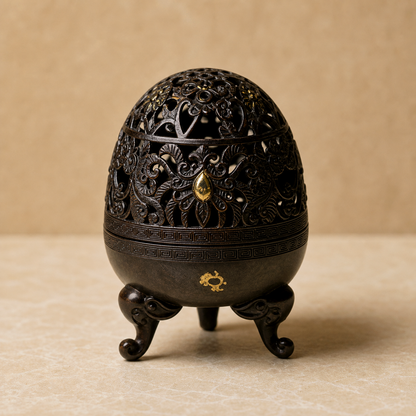 Egg-Shell Openwork Copper Incense Burner