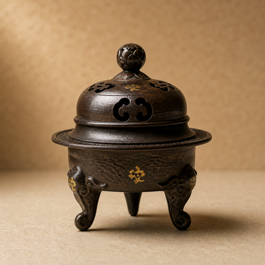Antique Elephant-Foot Copper Incense Burner