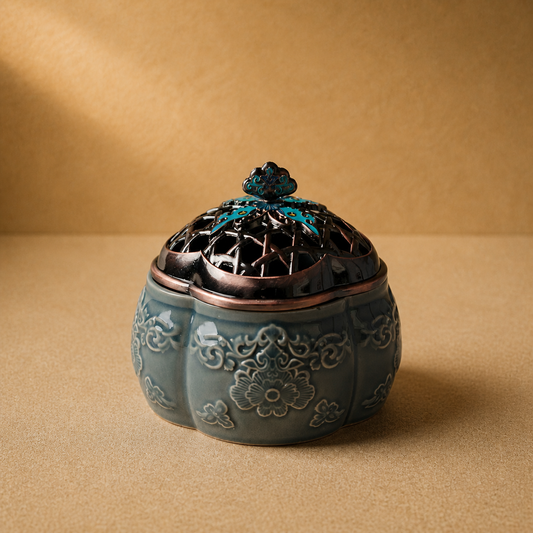 Enamel Lotus Plate Incense Burner
