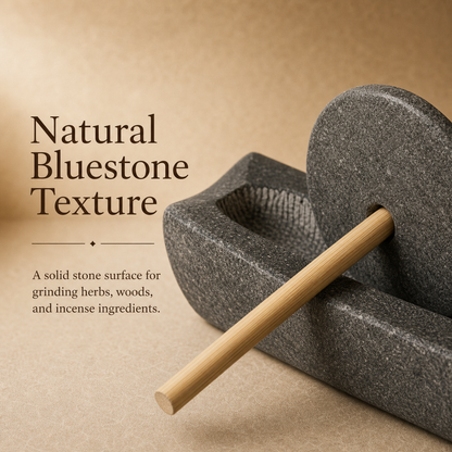 Bluestone Incense Herb Grinder with Bamboo Handle