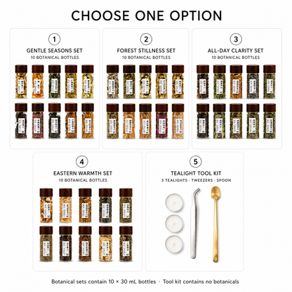 Curated Bottled Botanicals for Incense Warming