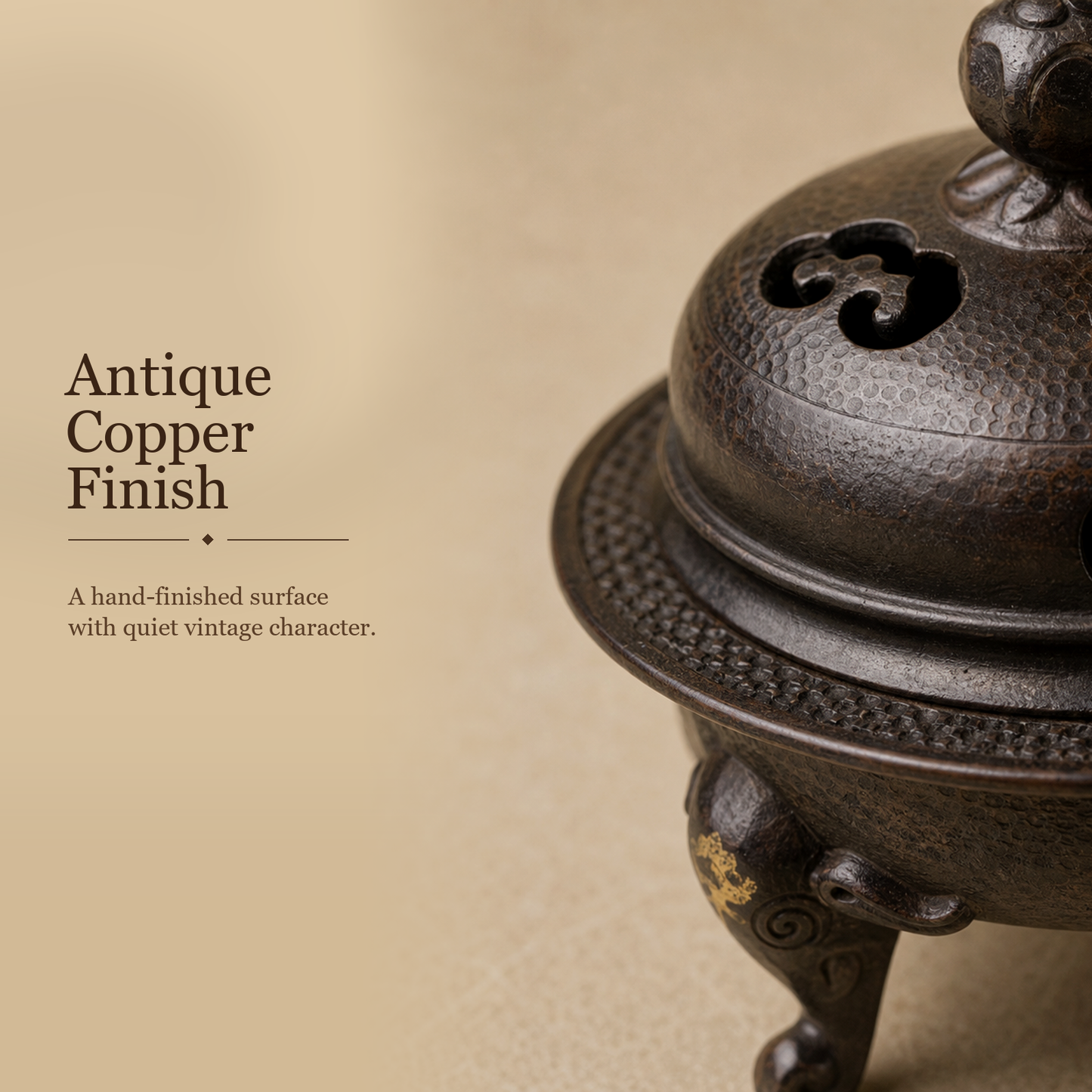 Antique Elephant-Foot Copper Incense Burner