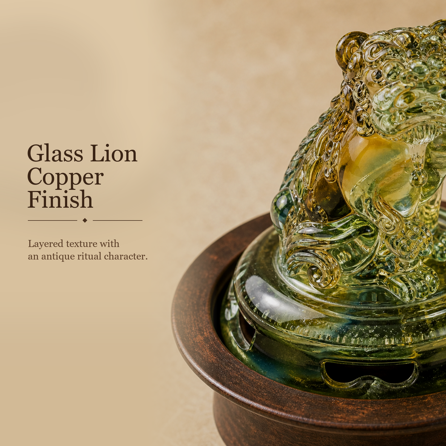Glass Lion Copper High-Foot Incense Burner