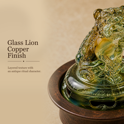 Glass Lion Copper High-Foot Incense Burner
