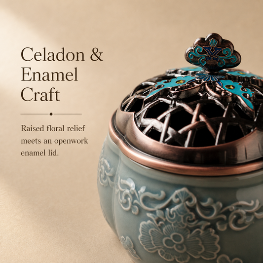 Enamel Lotus Plate Incense Burner