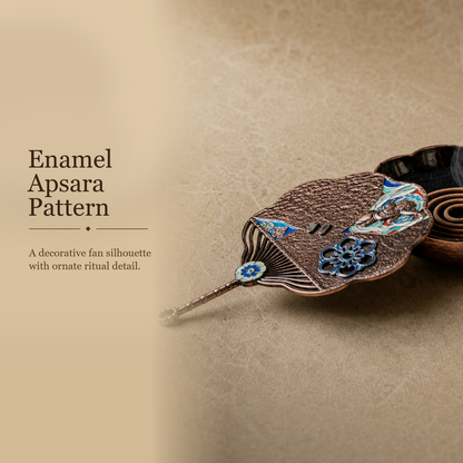 Enamel Fan-Shaped Flying Apsara Incense Burner