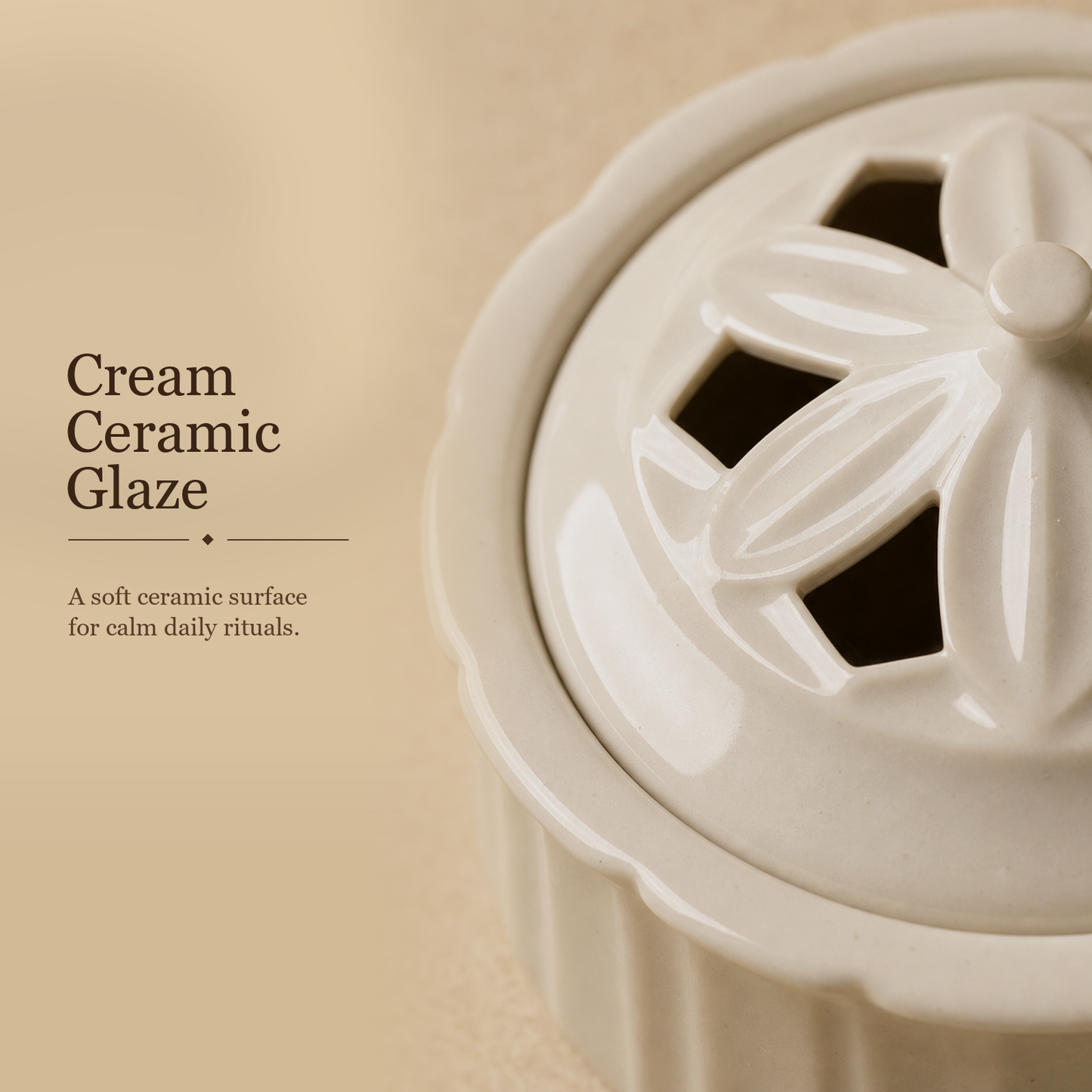 Summer Mountain Cream Ceramic Incense Burner