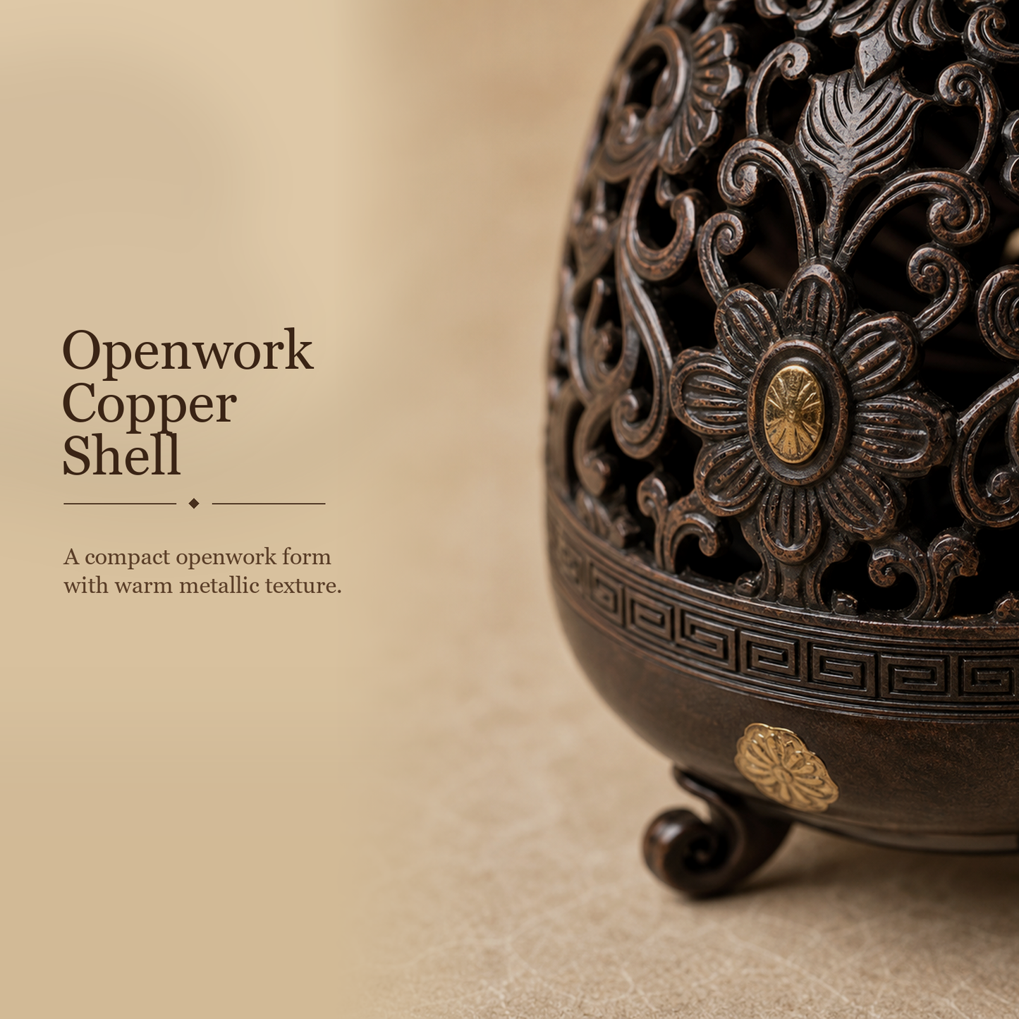Egg-Shell Openwork Copper Incense Burner