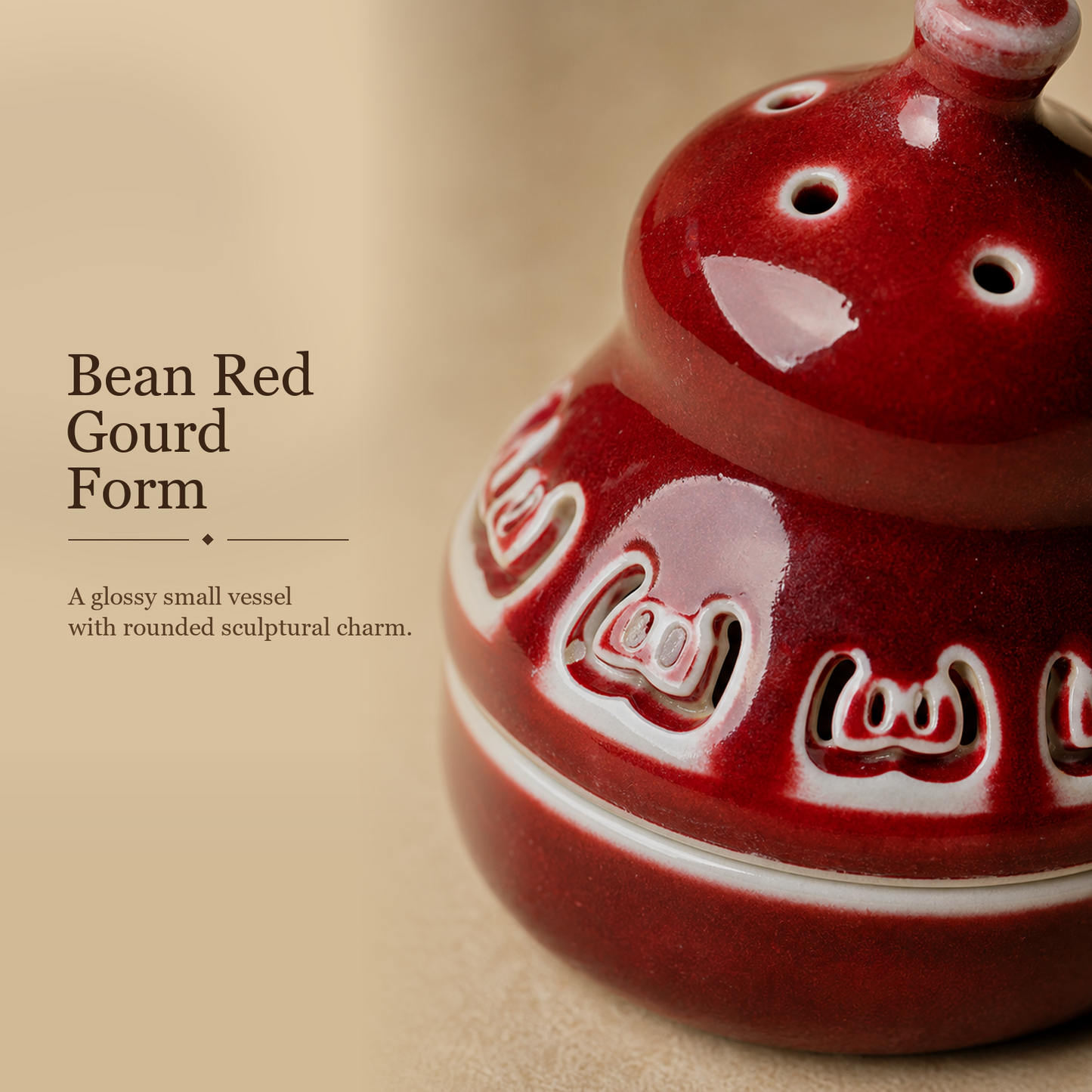 Bean Red Gourd Ceramic Incense Burner