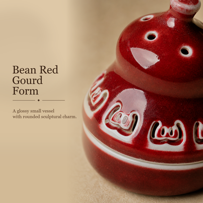 Bean Red Gourd Ceramic Incense Burner