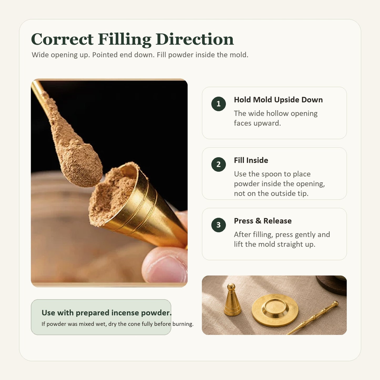 Three-Piece Incense Cone Mold Tool Set