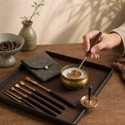 Seven-Piece Incense Seal Tool Set with Storage Pouch