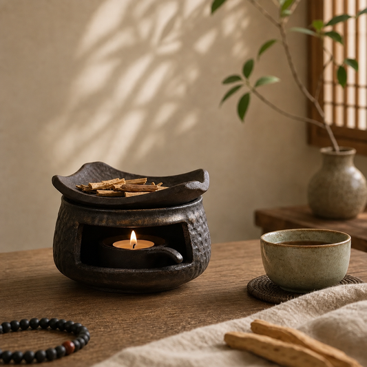 Rough Ceramic Incense Warming Burner Set