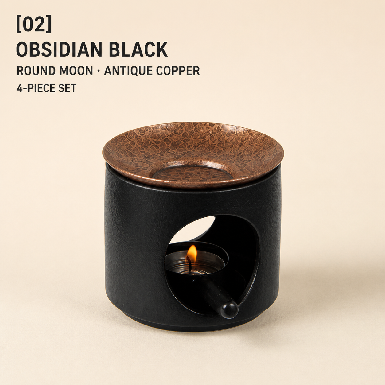 Hand-Hammered Brass Dry-Warming Plate & Ceramic Tealight Burner