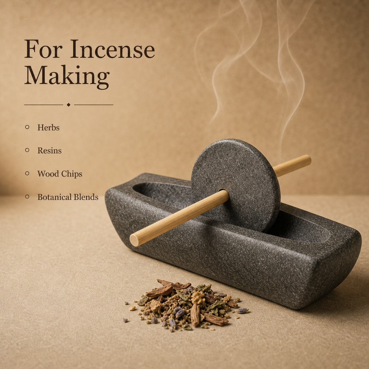 Bluestone Incense Herb Grinder with Bamboo Handle