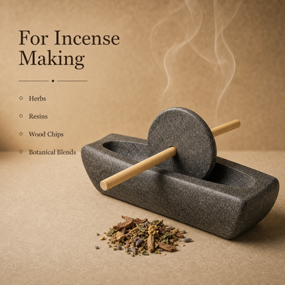 Bluestone Incense Herb Grinder with Bamboo Handle