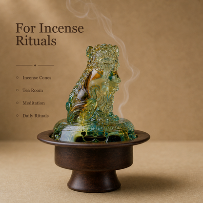 Glass Lion Copper High-Foot Incense Burner