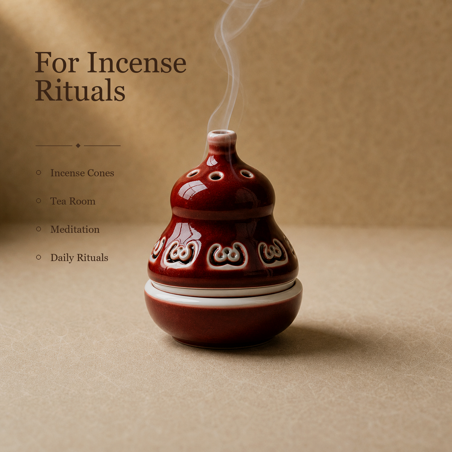 Bean Red Gourd Ceramic Incense Burner