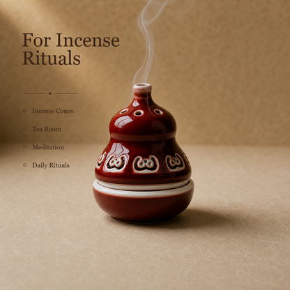 Bean Red Gourd Ceramic Incense Burner