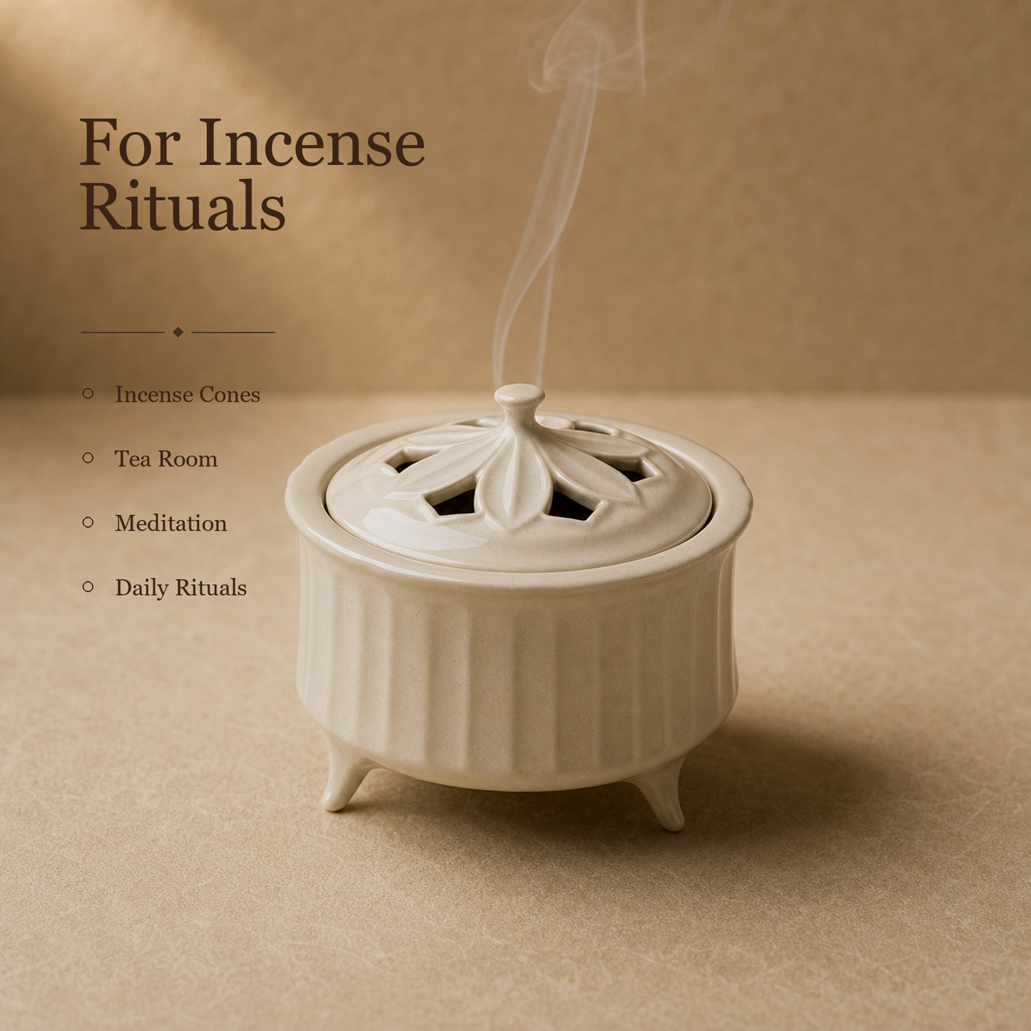 Summer Mountain Cream Ceramic Incense Burner