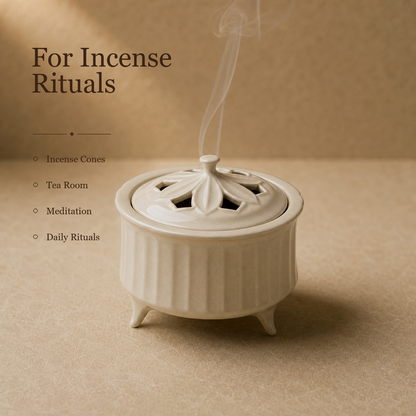 Summer Mountain Cream Ceramic Incense Burner