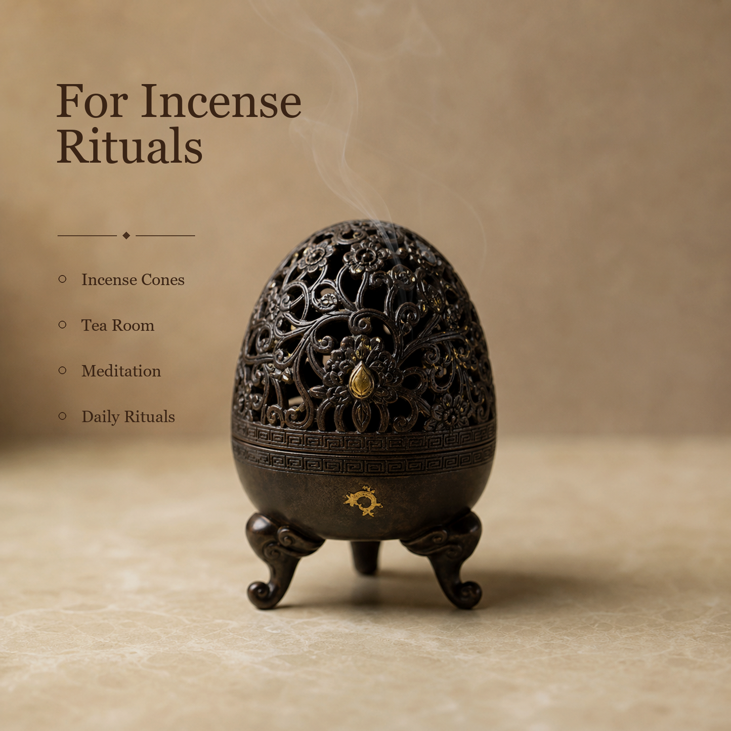 Egg-Shell Openwork Copper Incense Burner