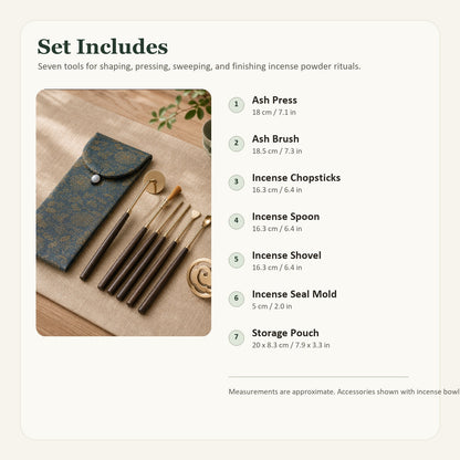 Seven-Piece Incense Seal Tool Set with Storage Pouch