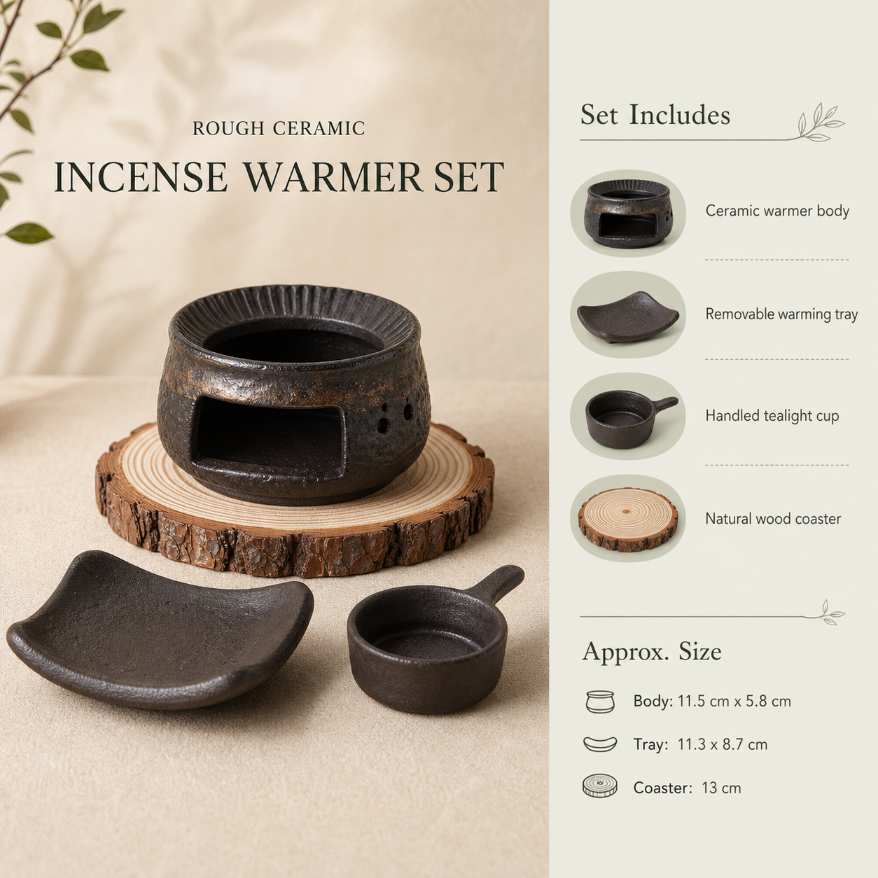 Rough Ceramic Incense Warming Burner Set