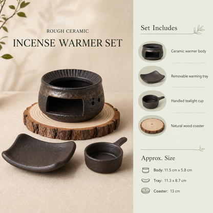 Rough Ceramic Incense Warming Burner Set