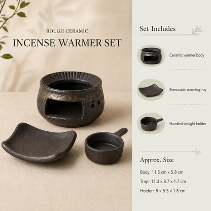 Rough Ceramic Incense Warming Burner Set