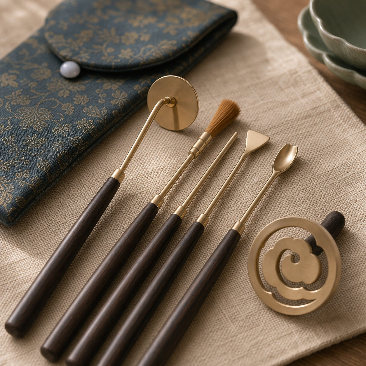 Seven-Piece Incense Seal Tool Set with Storage Pouch