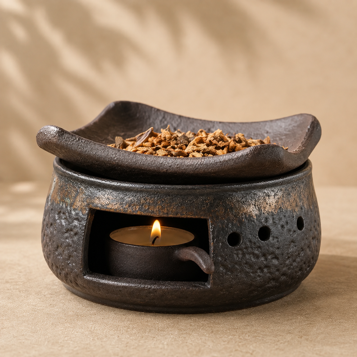 Rough Ceramic Incense Warming Burner Set