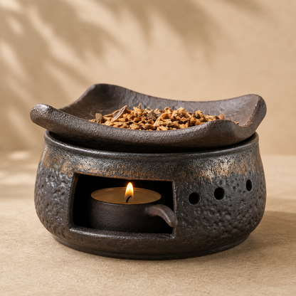 Rough Ceramic Incense Warming Burner Set
