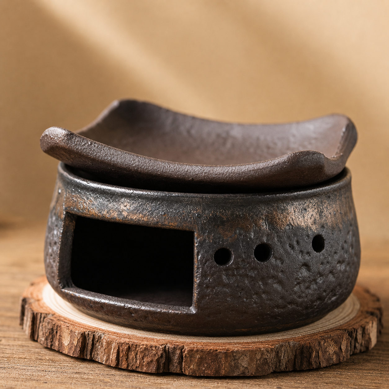 Rough Ceramic Incense Warming Burner Set