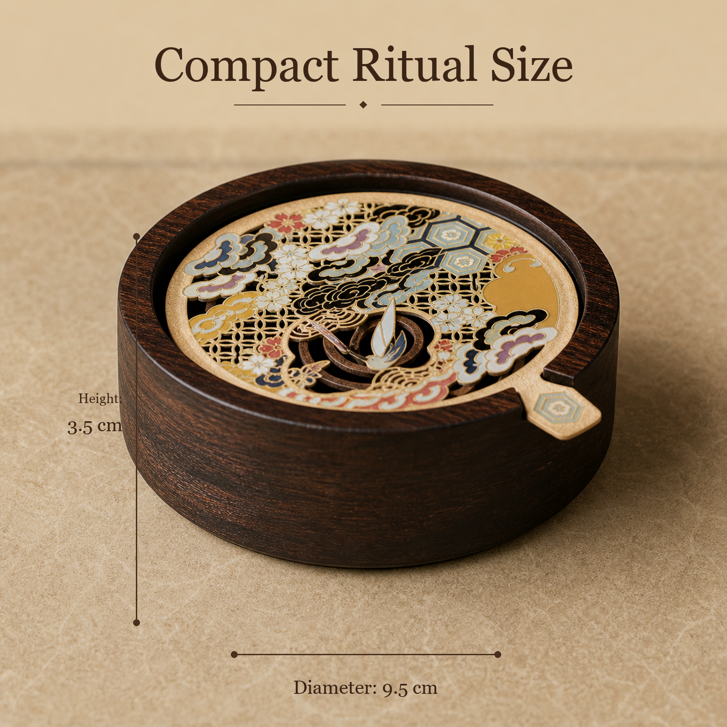 Ebony Wood Enamel Coil Incense Burner