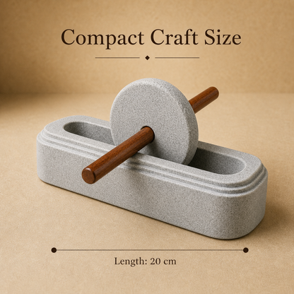 Natural Stone Incense Herb Grinder with Wooden Handle - 20 cm