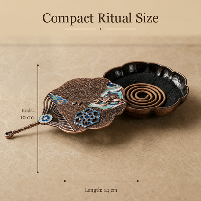 Enamel Fan-Shaped Flying Apsara Incense Burner