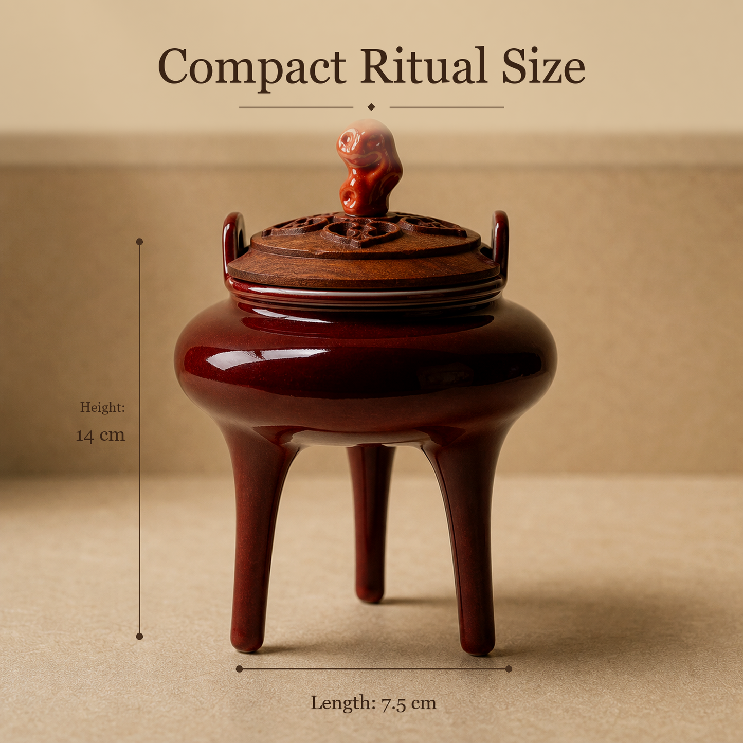 Bean Red High-Foot Ceramic Incense Burner