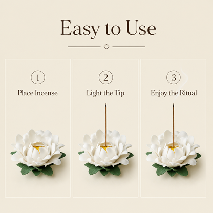 Hand-Pinched Ceramic Lily Stick Incense Holder
