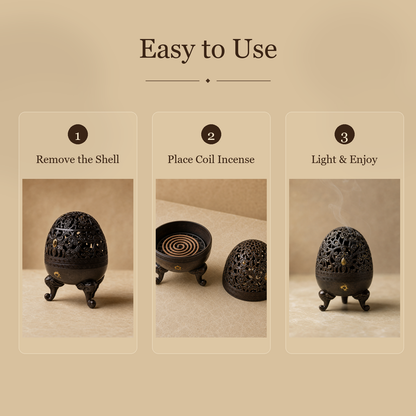 Egg-Shell Openwork Copper Incense Burner
