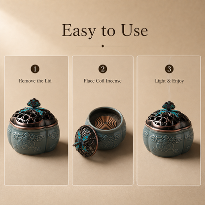 Enamel Lotus Plate Incense Burner