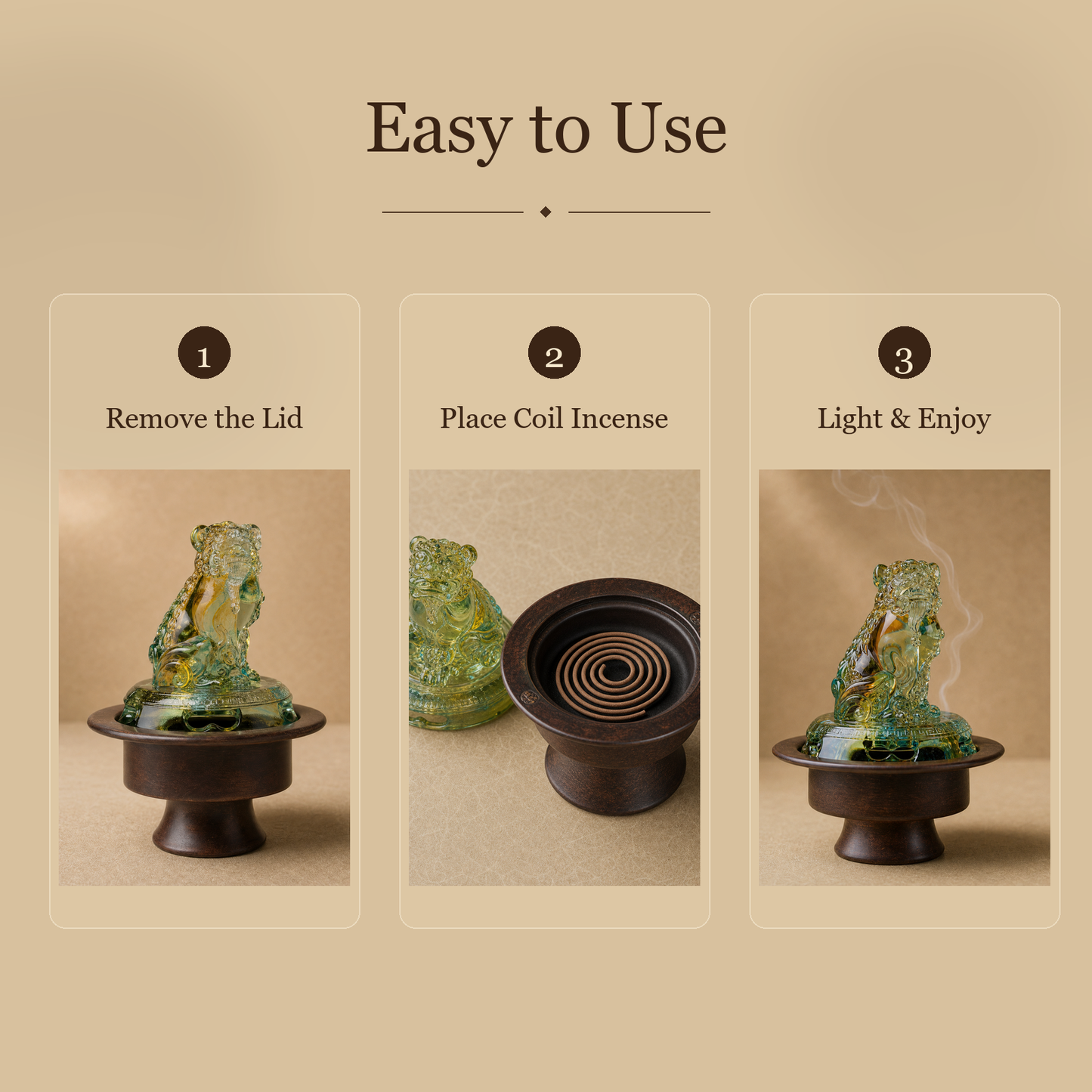 Glass Lion Copper High-Foot Incense Burner