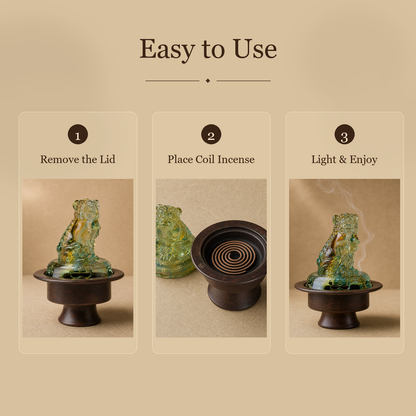 Glass Lion Copper High-Foot Incense Burner