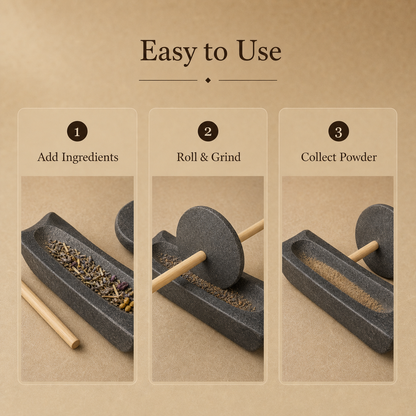Bluestone Incense Herb Grinder with Bamboo Handle