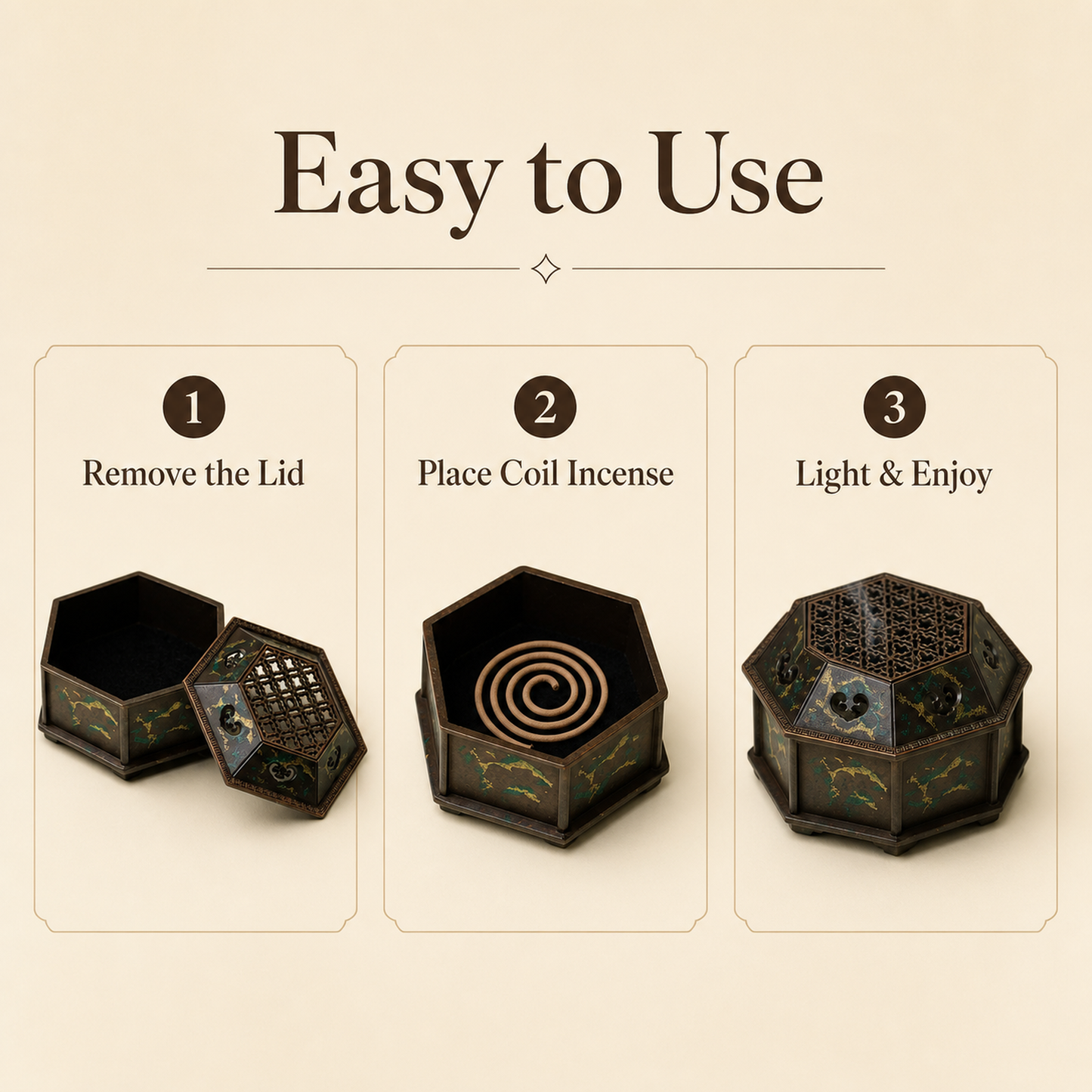 Ruyi Hexagonal Incense Burner