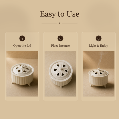 Summer Mountain Cream Ceramic Incense Burner